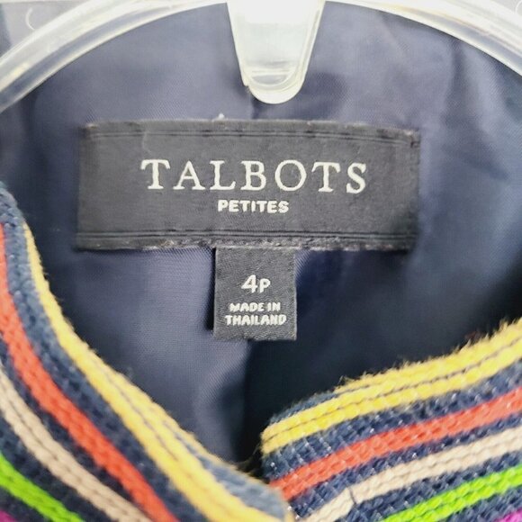 Talbots Petites 2 Piece Pencil Skirt Suit Set Sz 4P Rainbow Striped Fun Career - Picture 8 of 15